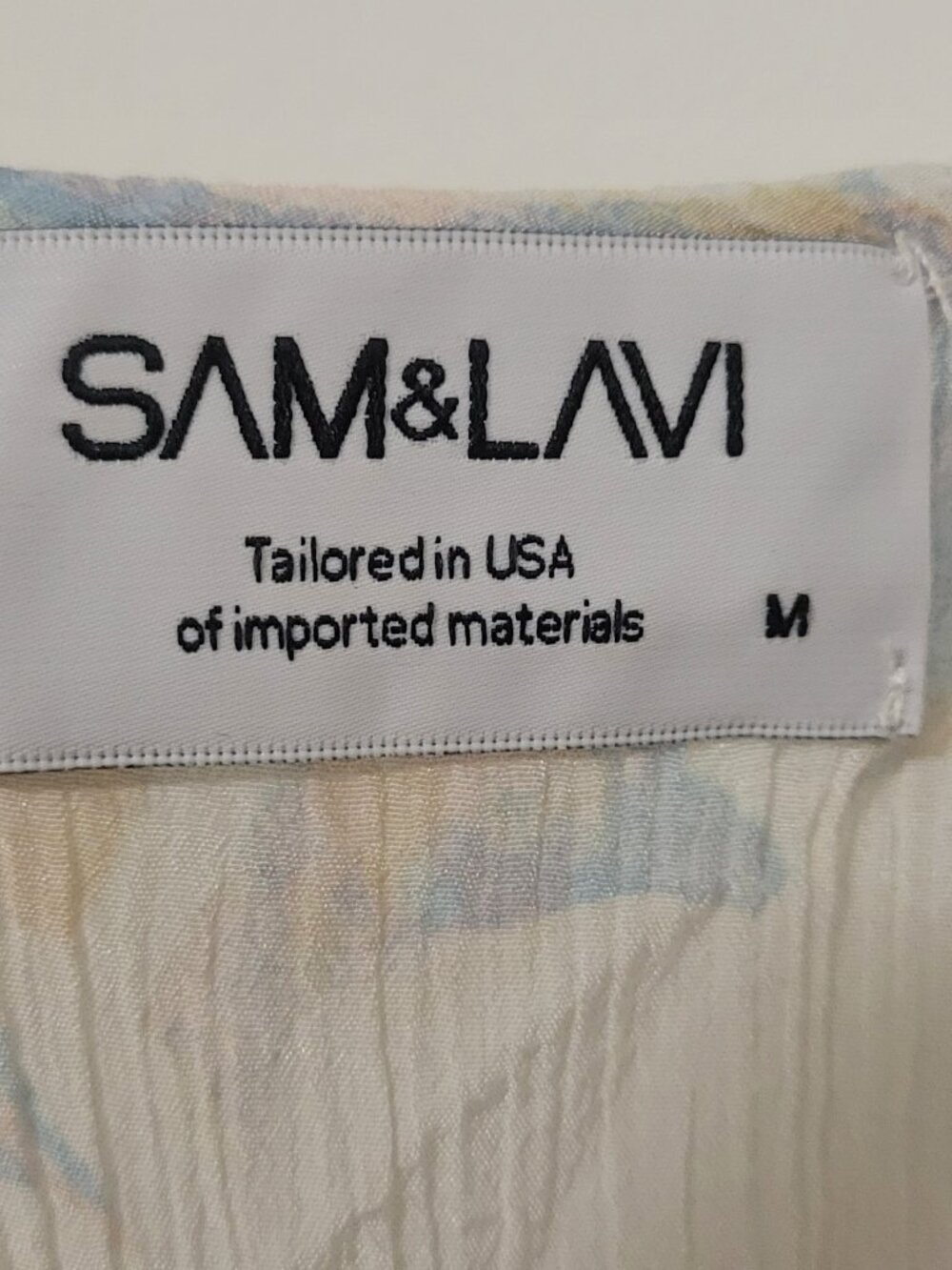 Sam & Lavi Blue & Cream Midi Dress - Size M - Picture 6 of 8